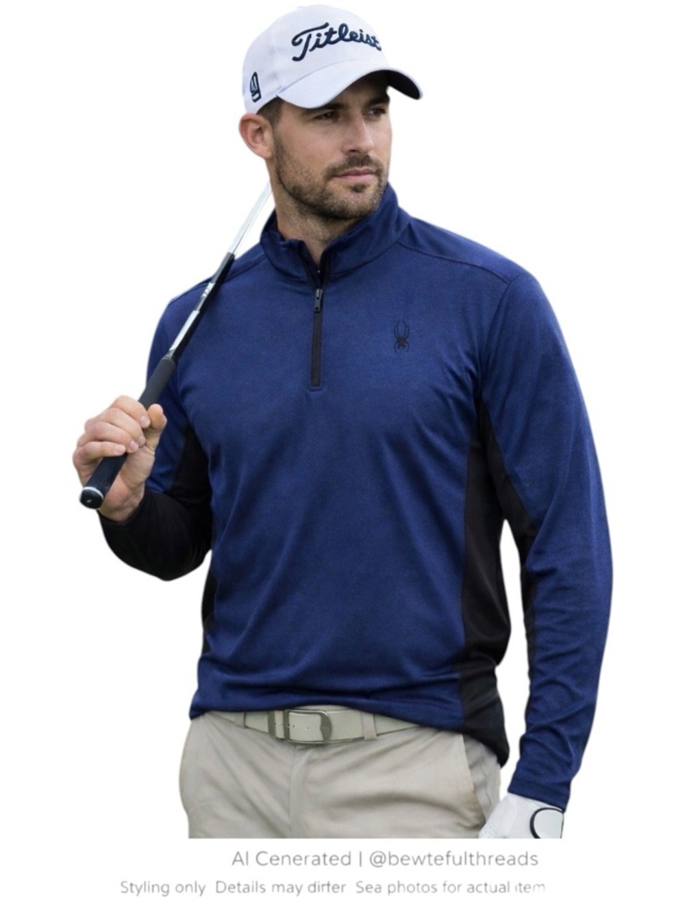 Spyder XL Navy Black 1/4 Zip Pullover Athletic Golf Tech Top
